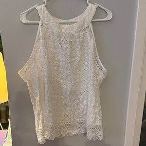 Adiva White Eyelet Sleeveless Blouse